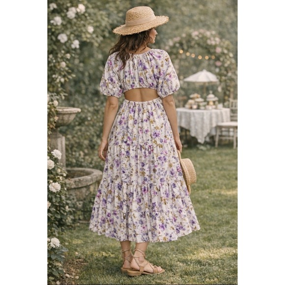 J. Crew Dresses & Skirts - J.‎ Crew Floral Cutout Maxi Dress Sz 10 Open Back Cottagecore Garden Peasant